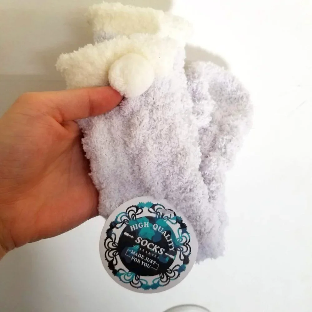 NEW High Quality Fuzzy Cozy Pom Pom Slipper Socks